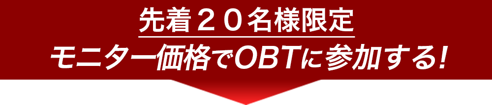 先着20名様限定モニター価格でOBTに参加する！